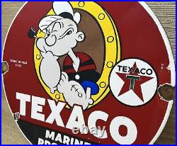 Vintage Texaco Motor Oil Porcelain Sign Texas Gasoline Gas Station Pump Plate