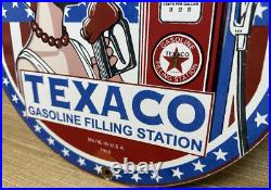 Vintage Texaco Motor Oil Porcelain Sign Texas Gasoline Gas Station Pump Plate