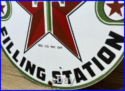 Vintage Texaco Motor Oil Porcelain Sign Texas Gasoline Gas Station Pump Plate