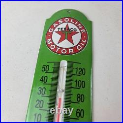 Vintage Texaco Motor Oil Sign Gas Pump Ad Sign on Porcelain Thermometer