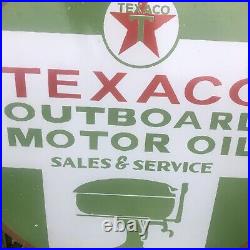 Vintage Texaco Outboard motor? Oil Dealer porcelain sign large 30