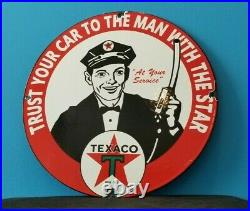 Vintage Texaco Porcelain Gas Motor Oil Attendant Service Station Pump Sign