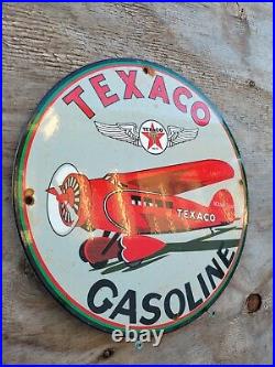 Vintage Texaco Porcelain Sign Aviation Texas Motor Oil Gas Station Service Pump