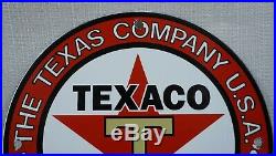 Vintage Texaco Porcelain Sign Gas Motor Oil Service Station Pump Red Star Rare