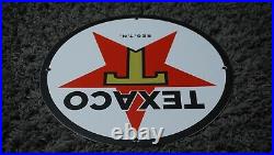 Vintage Texaco Porcelain Sign Gas Motor Service Station Plate Oil Rare Red Star