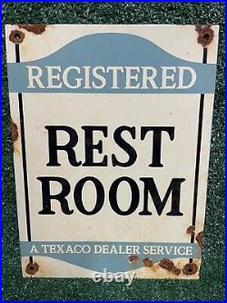 Vintage Texaco Porcelain Sign Gas Station Restroom Door Marker Motor Oil Service