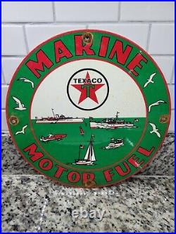 Vintage Texaco Porcelain Sign Marine Boat Motor Oil Gas Station Service Pump 12