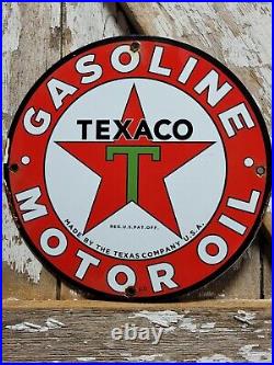 Vintage Texaco Porcelain Sign Motor Oil Gasoline Station Old Service Pump Plate