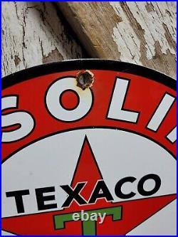 Vintage Texaco Porcelain Sign Motor Oil Gasoline Station Old Service Pump Plate