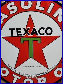 Vintage Texaco Porcelain Sign Motor Oil Gasoline Station Old Service Pump Plate