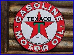 Vintage Texaco Porcelain Sign Motor Oil Gasoline Station Old Service Pump Plate