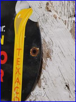 Vintage Texaco Porcelain Sign Old Golden Texas Fuel Gas Motor Oil Car Truck Lube Vintage Texaco Porcelain Sign Old Golden Texas Fuel Gas Motor Oil Car Truck Lube