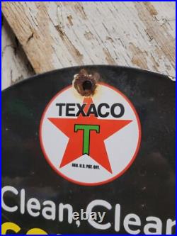Vintage Texaco Porcelain Sign Old Golden Texas Fuel Gas Motor Oil Car Truck Lube Vintage Texaco Porcelain Sign Old Golden Texas Fuel Gas Motor Oil Car Truck Lube