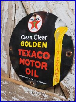 Vintage Texaco Porcelain Sign Old Golden Texas Fuel Gas Motor Oil Car Truck Lube Vintage Texaco Porcelain Sign Old Golden Texas Fuel Gas Motor Oil Car Truck Lube