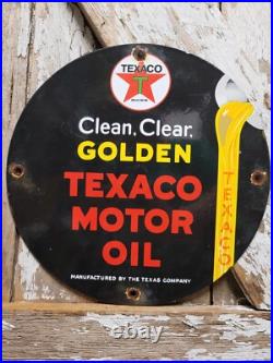 Vintage Texaco Porcelain Sign Old Golden Texas Fuel Gas Motor Oil Car Truck Lube Vintage Texaco Porcelain Sign Old Golden Texas Fuel Gas Motor Oil Car Truck Lube