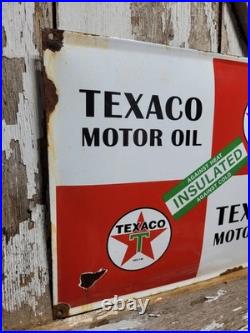 Vintage Texaco Porcelain Sign Old Motor Oil Gas Pump Plate Service Advertising