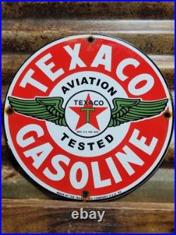 Vintage Texaco Porcelain Sign Old Motor Oil Station Service 12 Gas Pump Plate