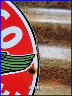 Vintage Texaco Porcelain Sign Old Motor Oil Station Service 12 Gas Pump Plate