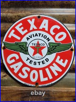 Vintage Texaco Porcelain Sign Old Motor Oil Station Service 12 Gas Pump Plate