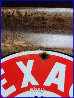 Vintage Texaco Porcelain Sign Old Motor Oil Station Service 12 Gas Pump Plate