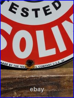 Vintage Texaco Porcelain Sign Old Motor Oil Station Service 12 Gas Pump Plate