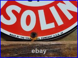 Vintage Texaco Porcelain Sign Old Motor Oil Station Service 12 Gas Pump Plate