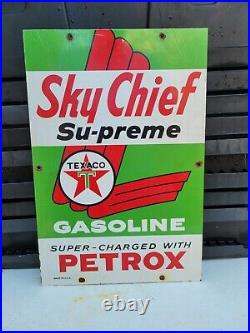 Vintage Texaco Porcelain Sign Sky Chief Petrox Tx Gas Signage Motor Oil Service