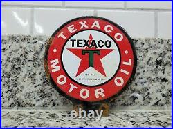 Vintage Texaco Porcelain Sign Texas Company Motor Oil Gas Service Pump Lubester