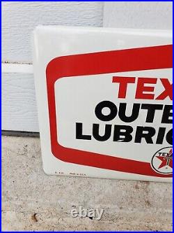 Vintage Texaco Sign Motor Oil Gas Outboard Lubricants Metal sign MINT 1966 NOS