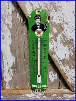 Vintage Texaco Thermometer Porcelain Sign Motor Oil Gas Station Pump Advertising