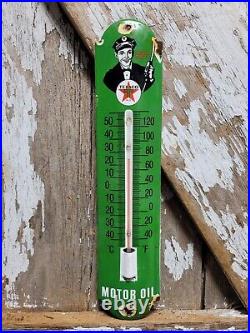 Vintage Texaco Thermometer Porcelain Sign Motor Oil Gas Station Pump Advertising