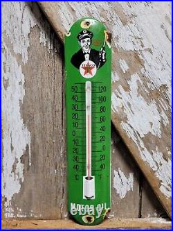 Vintage Texaco Thermometer Porcelain Sign Motor Oil Gas Station Pump Advertising