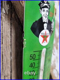 Vintage Texaco Thermometer Porcelain Sign Motor Oil Gas Station Pump Advertising