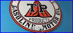 Vintage Texas Pacific Motor Oil Sign Gas Pump Porcelain Service Station Sign