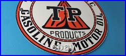 Vintage Texas Pacific Motor Oil Sign Gas Pump Porcelain Service Station Sign