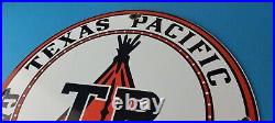 Vintage Texas Pacific Motor Oil Sign Gas Pump Porcelain Service Station Sign