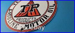 Vintage Texas Pacific Motor Oil Sign Gas Pump Porcelain Service Station Sign