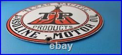 Vintage Texas Pacific Motor Oil Sign Gas Pump Porcelain Service Station Sign