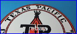 Vintage Texas Pacific Motor Oil Sign Gas Pump Porcelain Service Station Sign