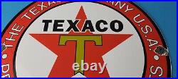 Vintage Texas Sign Texaco Gasoline Gas Motor Oil Pump Shop Porcelain Sign