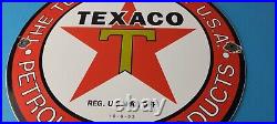 Vintage Texas Sign Texaco Gasoline Gas Motor Oil Pump Shop Porcelain Sign