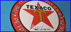 Vintage Texas Sign Texaco Gasoline Gas Motor Oil Pump Shop Porcelain Sign