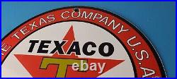 Vintage Texas Sign Texaco Gasoline Gas Motor Oil Pump Shop Porcelain Sign