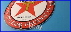 Vintage Texas Sign Texaco Gasoline Gas Motor Oil Pump Shop Porcelain Sign