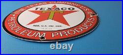 Vintage Texas Sign Texaco Gasoline Gas Motor Oil Pump Shop Porcelain Sign