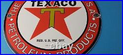 Vintage Texas Sign Texaco Gasoline Gas Motor Oil Pump Shop Porcelain Sign