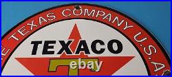 Vintage Texas Sign Texaco Gasoline Gas Motor Oil Pump Shop Porcelain Sign