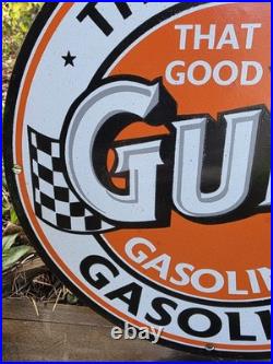 Vintage That Good Gulf Gasoline Porcelain Gas Pump Motor Oil Sign 12