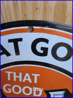 Vintage That Good Gulf Gasoline Porcelain Gas Pump Motor Oil Sign 12