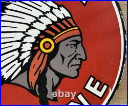 Vintage Tioga Chief Gasoline Porcelain Sign Motor Oil Gas Station Pump Musgo